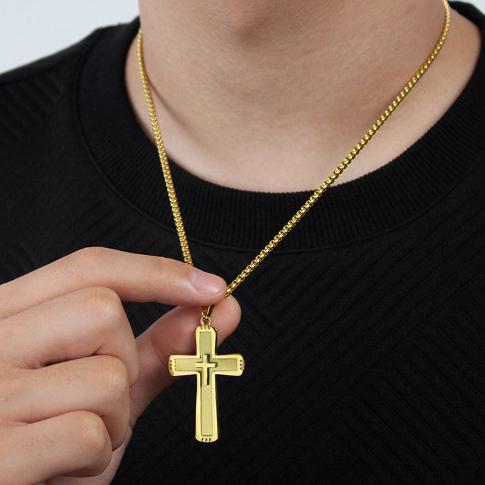 Personalized trendy punk style stainless steel retro men's titanium steel cross necklace