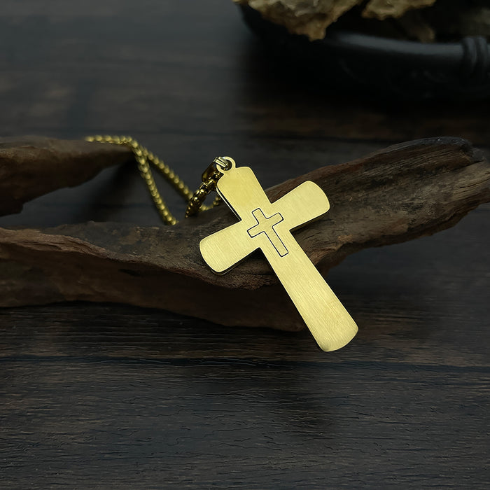 Personalized trendy punk style stainless steel retro men's titanium steel cross necklace