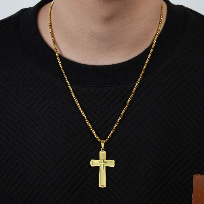 Personalized trendy punk style stainless steel retro men's titanium steel cross necklace