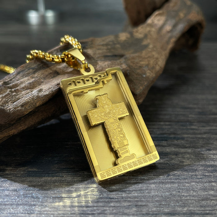 Retro personalized street cross military brand stainless steel hip-hop style necklace for men