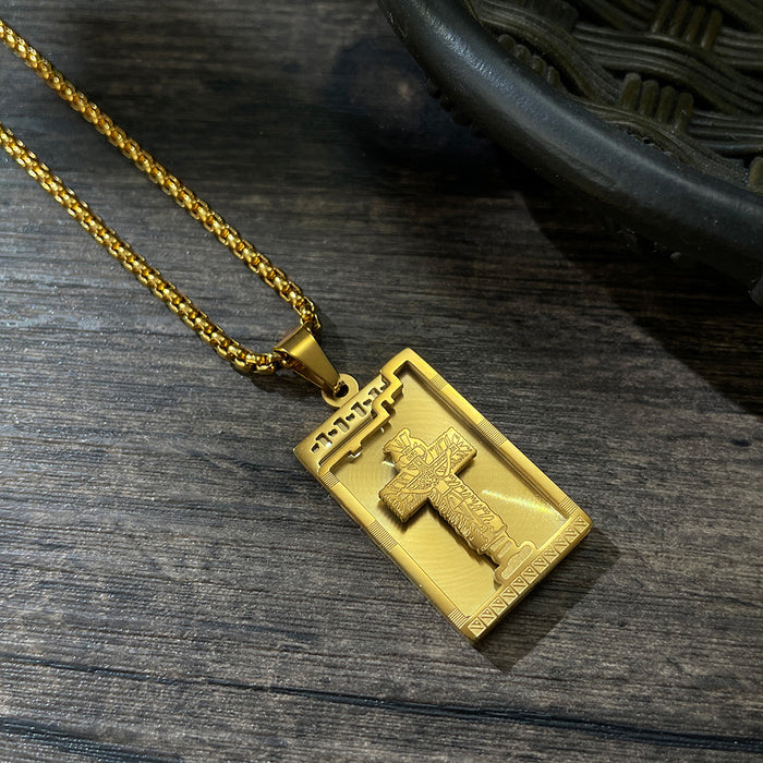 Retro personalized street cross military brand stainless steel hip-hop style necklace for men