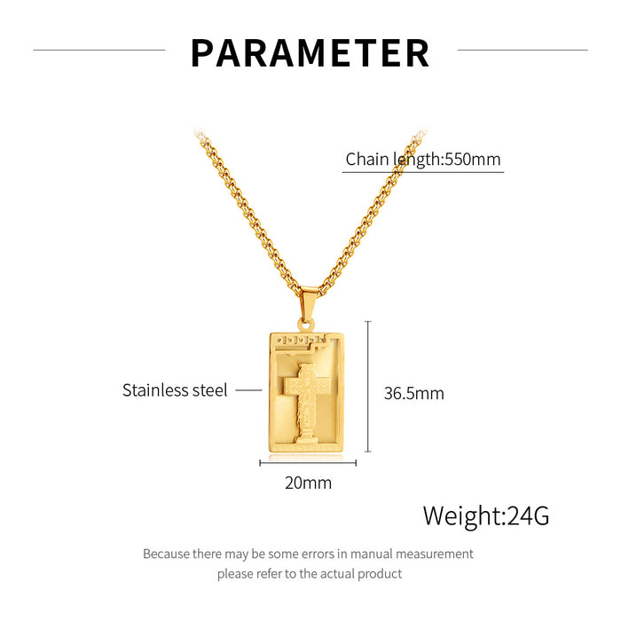 Retro personalized street cross military brand stainless steel hip-hop style necklace for men