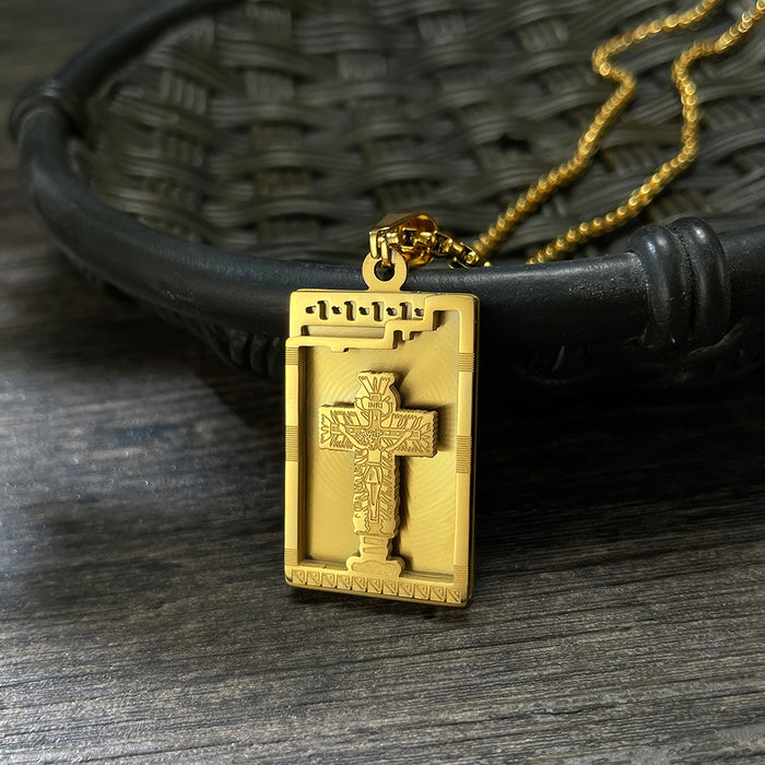 Retro personalized street cross military brand stainless steel hip-hop style necklace for men