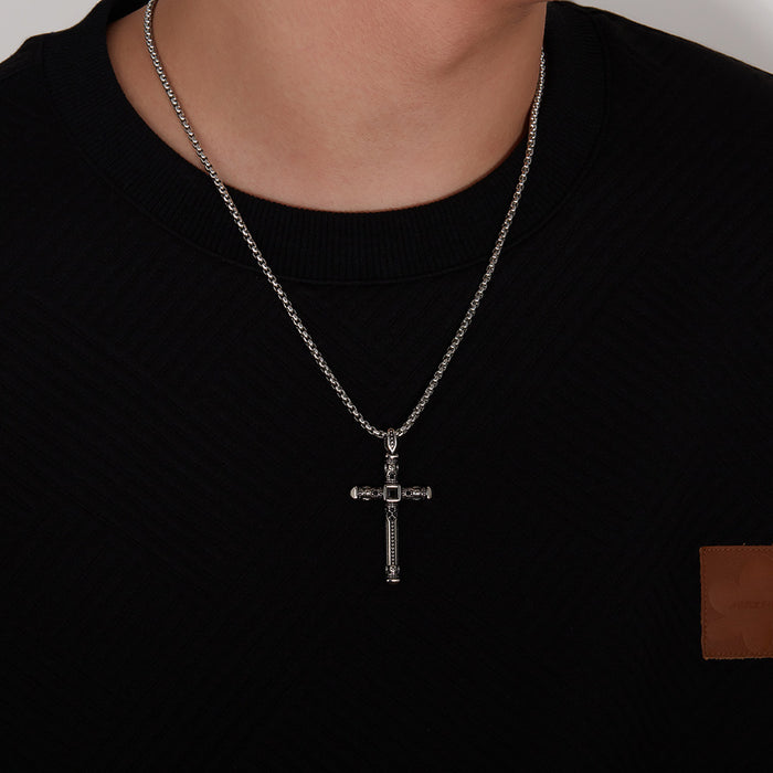 Retro cross titanium steel pendant stainless steel punk style necklace for men