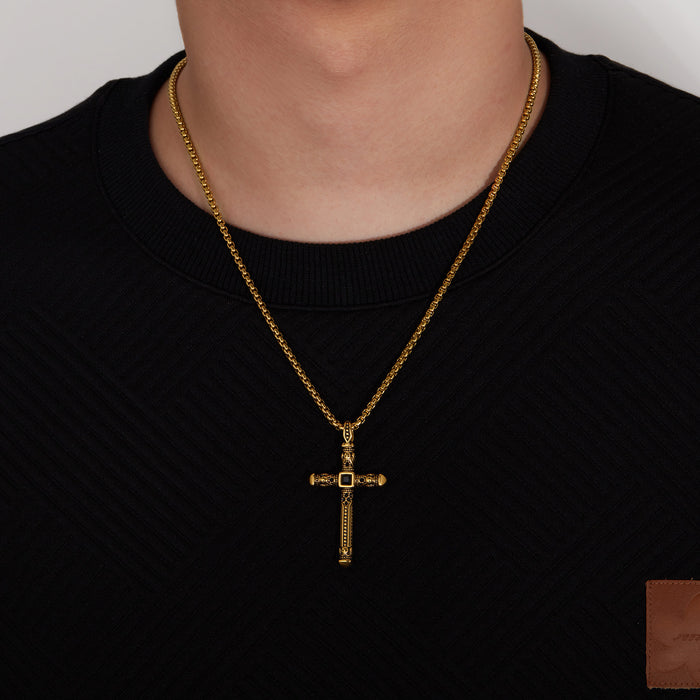 Retro cross titanium steel pendant stainless steel punk style necklace for men