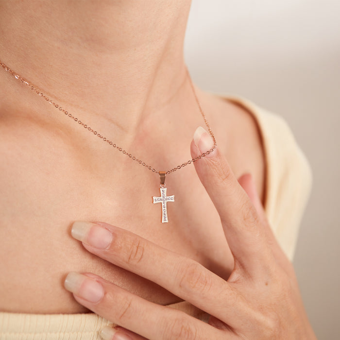 Titanium steel INS style inlaid zircon cross simple and fashionable stainless steel necklace