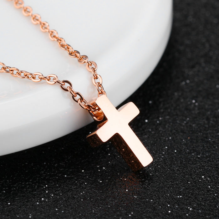 Exquisite mini cross pendant stainless steel necklace with chain