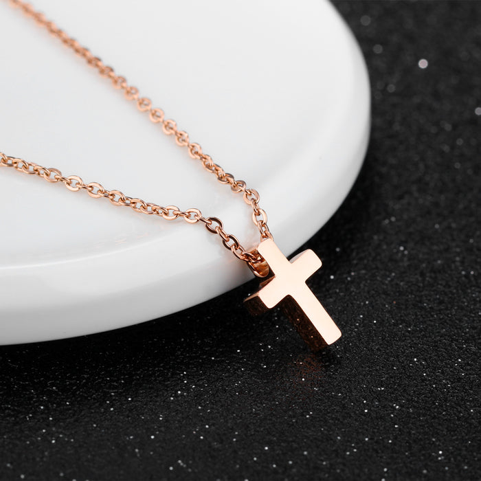 Exquisite mini cross pendant stainless steel necklace with chain
