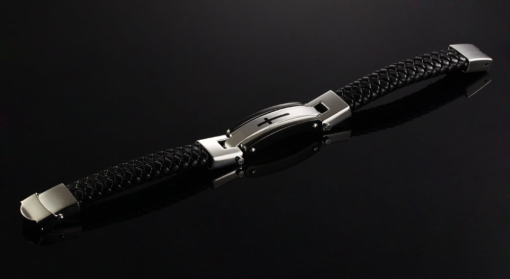 Cross leather bracelet