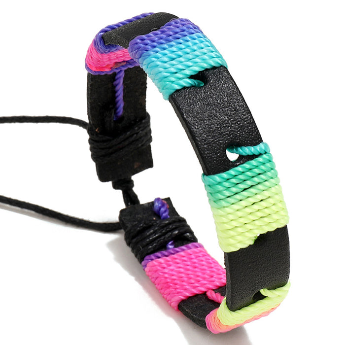 Multi-color Rainbow Handwoven String Simple Couple Bracelet