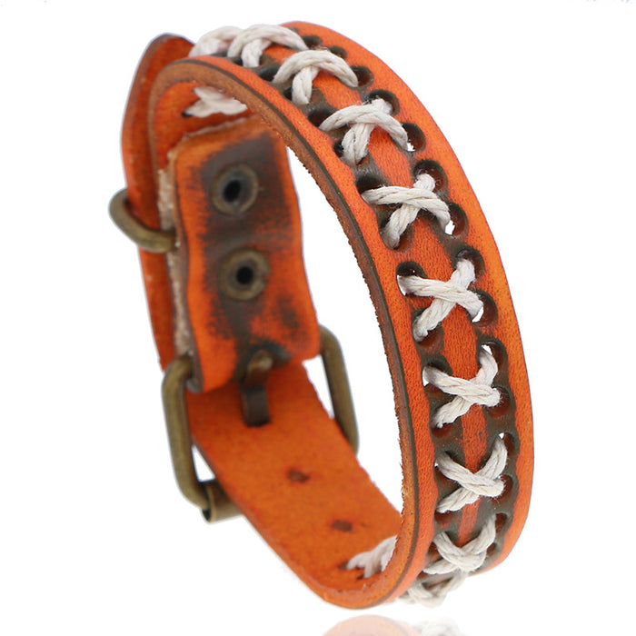 Braided Vintage Cowhide Bracelet Simple Leather Bracelet