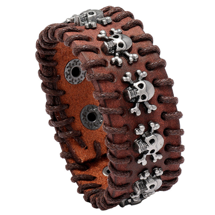 Vintage Hand-stitched Punk Bracelet With Skull Personality Bracelet