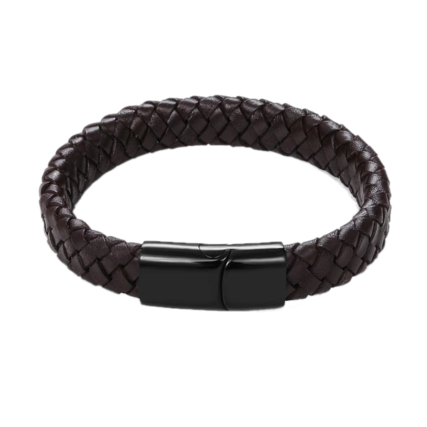 Black Braided Punk Men's Leather Bracelet