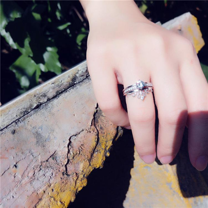 ✨Two-layer Crown Heart Ring♕adjustable