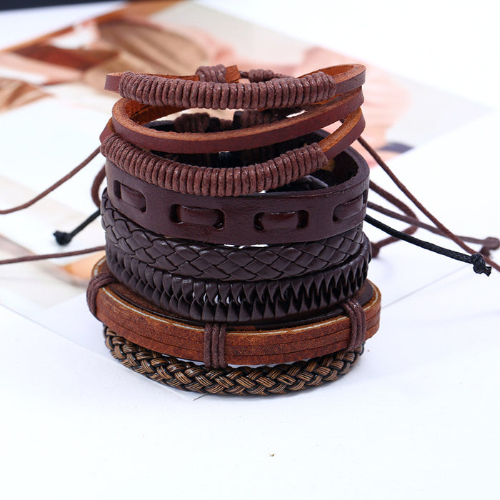 Braided Set Cowhide Bracelet Vintage Bracelet Accessories