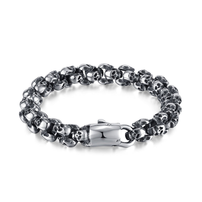 Fashion Personality Punk Skull Head Hip Hop Trend Titanium Steel Bracelet