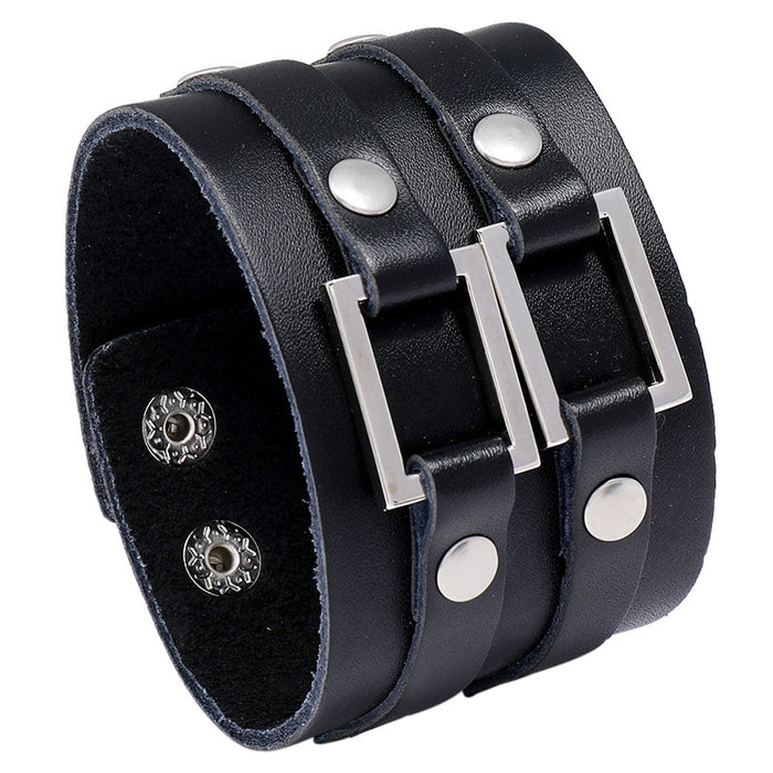 Punk Style Exaggerated Personality Motorcycle Cowhide Bracelet