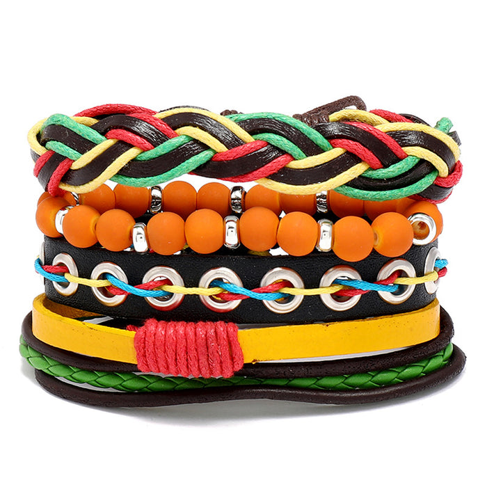 Fashion Personality Hand Woven Leather Bracelet Combination Bracelet