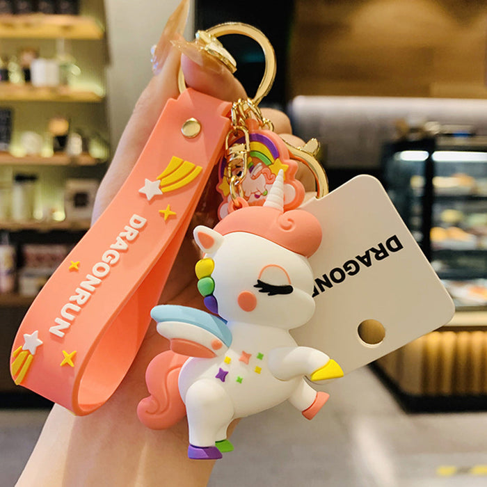 Cute Keychain Charms Cartoon Unicorn Bag Keychains Car Key Ring for Women Men