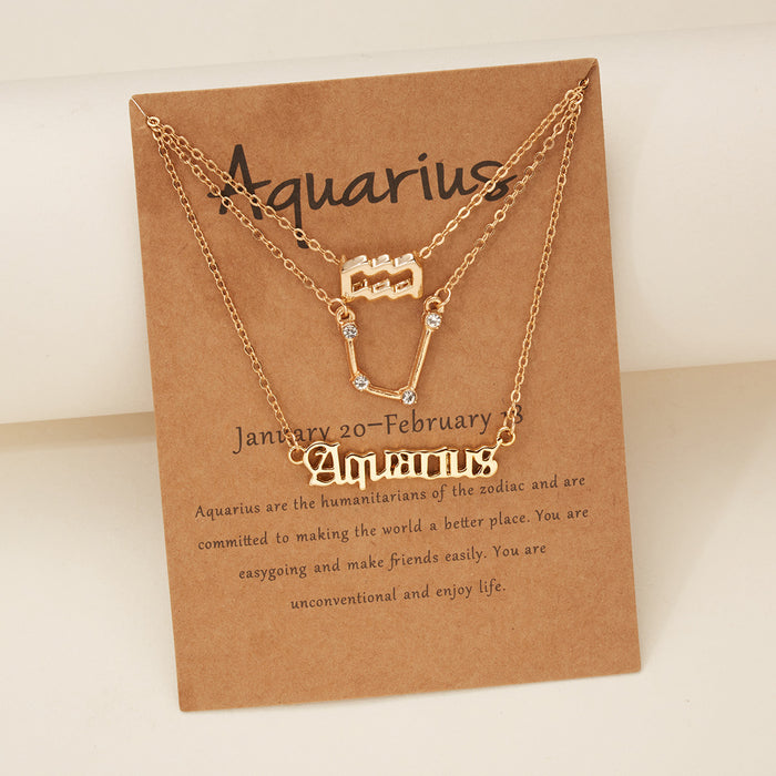 3Pcs/Set     12 Constellation Best Friends Fashion Cardboard Star Zodiac Sign Pendant Necklaces