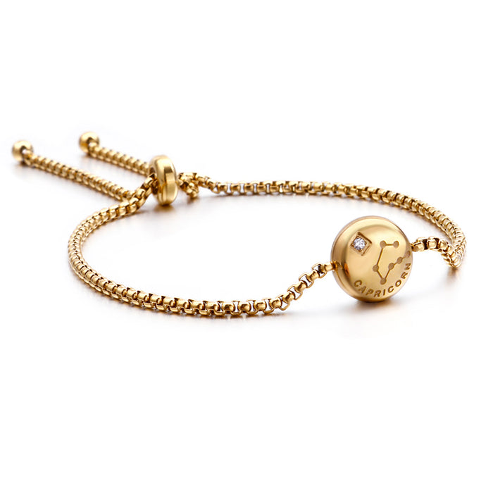 12 Constellations Bracelet Gifts Gold Color Stainless Steel Bracelets For Women Female Girlfriends