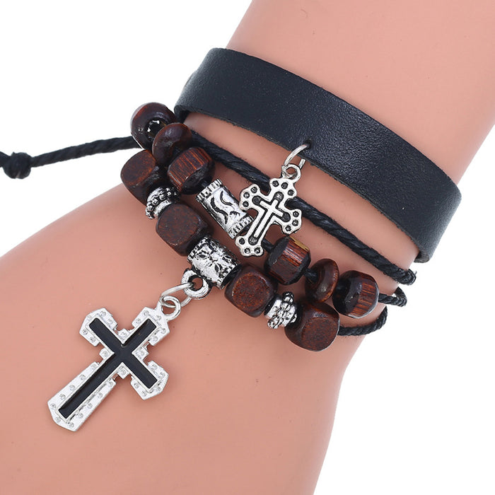 Personalized Beaded Multi-layer Bracelet Minimalistic Retro Couples Leather Bracelet