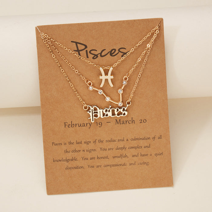 3Pcs/Set     12 Constellation Best Friends Fashion Cardboard Star Zodiac Sign Pendant Necklaces