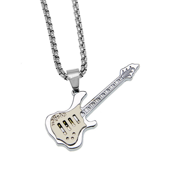 Trendy Stainless Steel Guitar Necklace Pendant