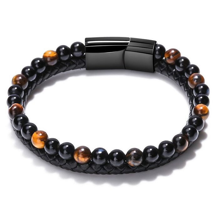 Volcanic Natural Stone Tiger Eyes Beaded Bracelet