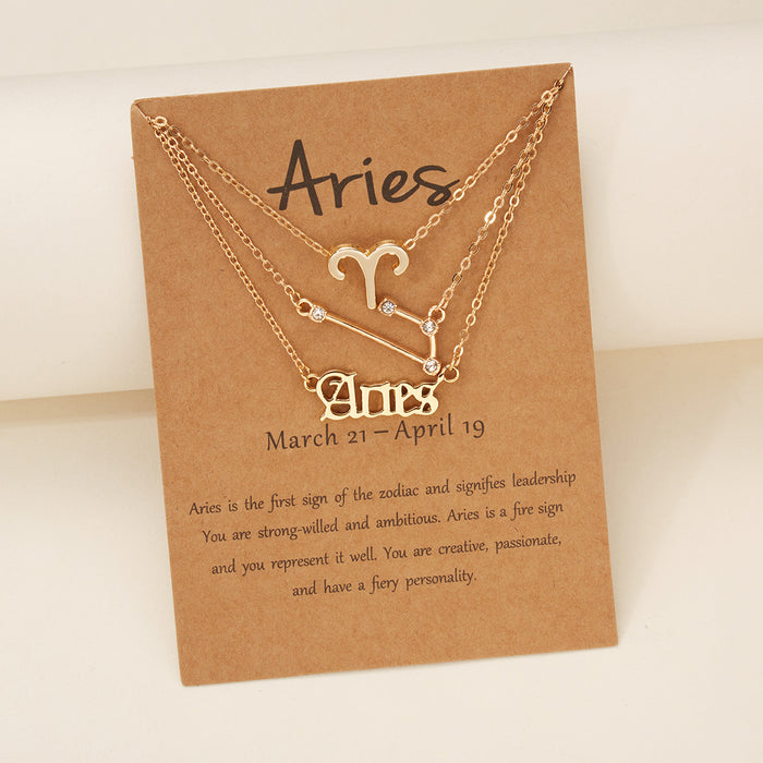 3Pcs/Set     12 Constellation Best Friends Fashion Cardboard Star Zodiac Sign Pendant Necklaces