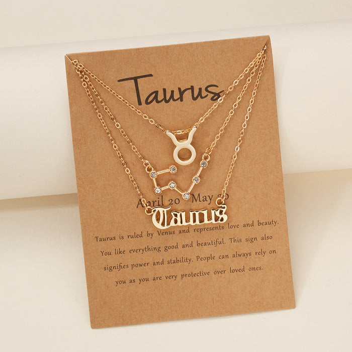 3Pcs/Set     12 Constellation Best Friends Fashion Cardboard Star Zodiac Sign Pendant Necklaces