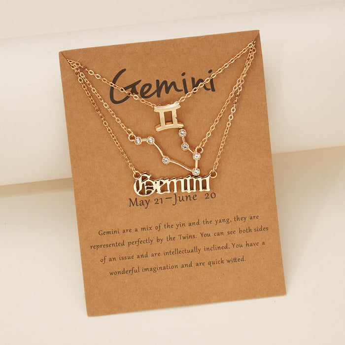 3Pcs/Set     12 Constellation Best Friends Fashion Cardboard Star Zodiac Sign Pendant Necklaces