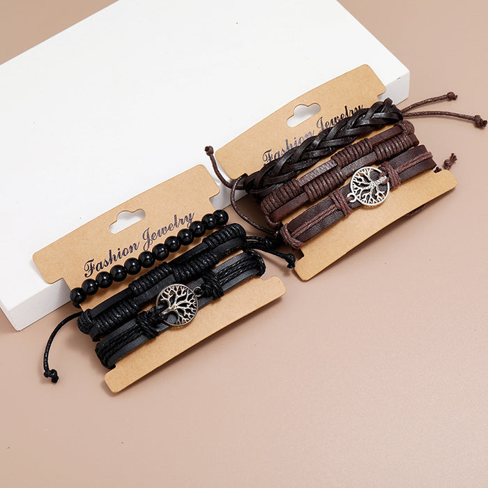 Hand-woven Vntage Combination Men's Bracelet (One Set)
