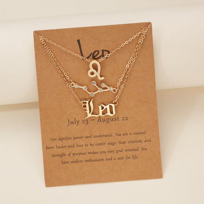 3Pcs/Set     12 Constellation Best Friends Fashion Cardboard Star Zodiac Sign Pendant Necklaces