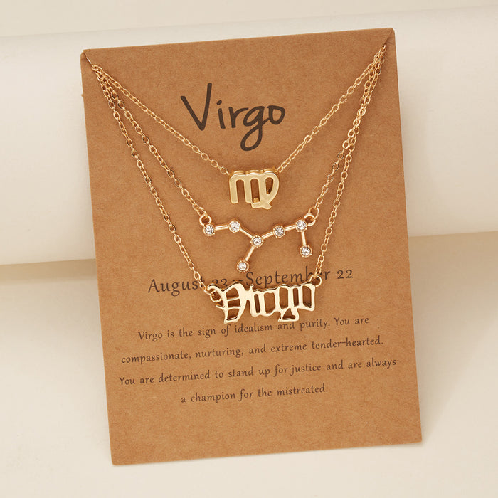 3Pcs/Set     12 Constellation Best Friends Fashion Cardboard Star Zodiac Sign Pendant Necklaces