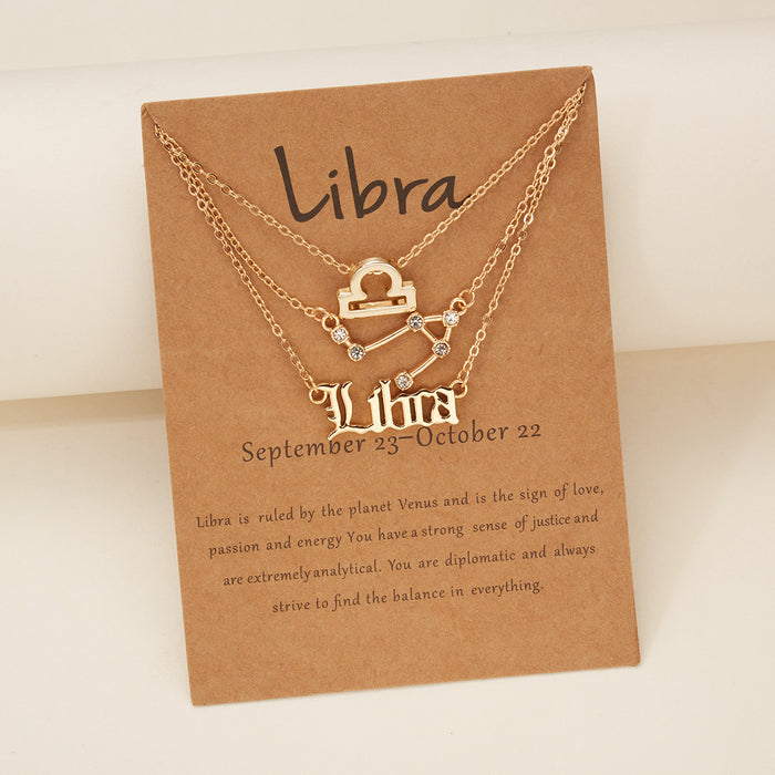 3Pcs/Set     12 Constellation Best Friends Fashion Cardboard Star Zodiac Sign Pendant Necklaces