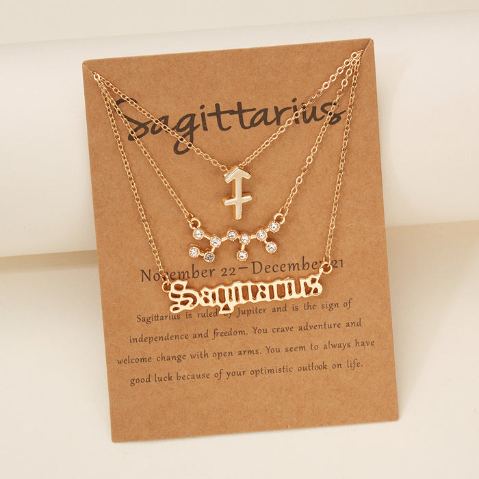 3Pcs/Set     12 Constellation Best Friends Fashion Cardboard Star Zodiac Sign Pendant Necklaces