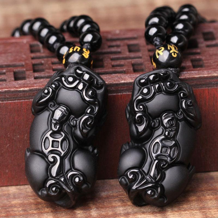 Black Obsidian Pixiu Protection Necklace - Necklace - Inner Wisdom Store