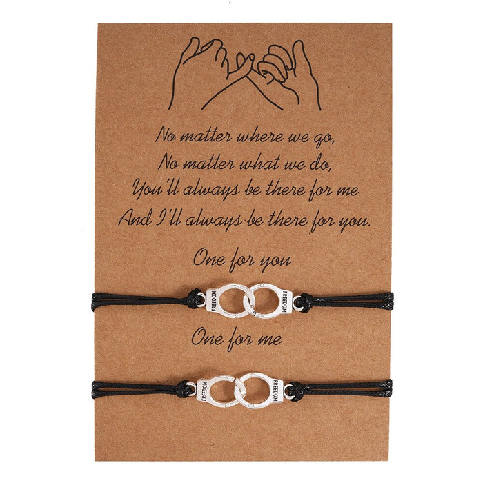 2pcs/set Heart Life Tree Charm Bracelets One for you one for me Black String Braiding Couple Bracelet for Men Women Wish Card