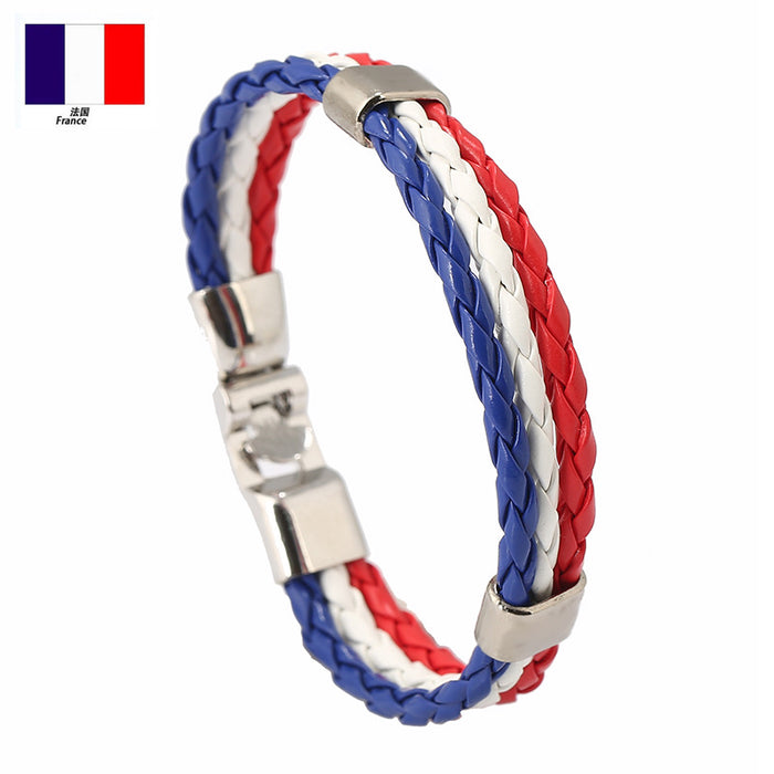 Flag Colour Leather Bracelet World Cup Country Bracelet