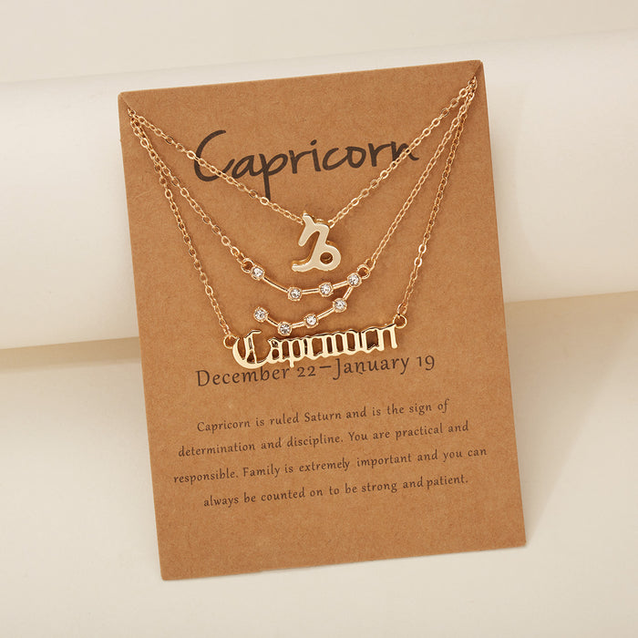 3Pcs/Set     12 Constellation Best Friends Fashion Cardboard Star Zodiac Sign Pendant Necklaces