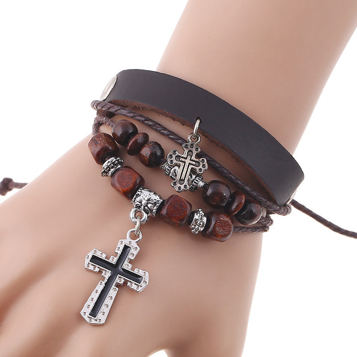 Personalized Beaded Multi-layer Bracelet Minimalistic Retro Couples Leather Bracelet