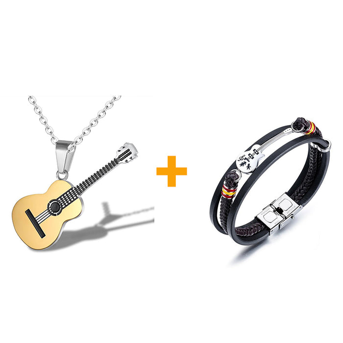 Guitar Necklace with Hip Hop Music Style