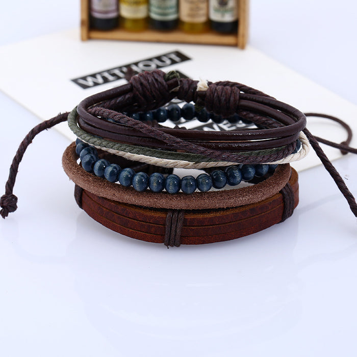 Vintage Woven Leather Case Bracelet (One Set)