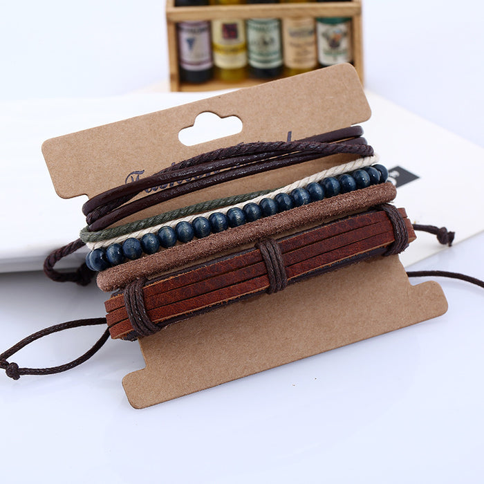 Vintage Woven Leather Case Bracelet (One Set)