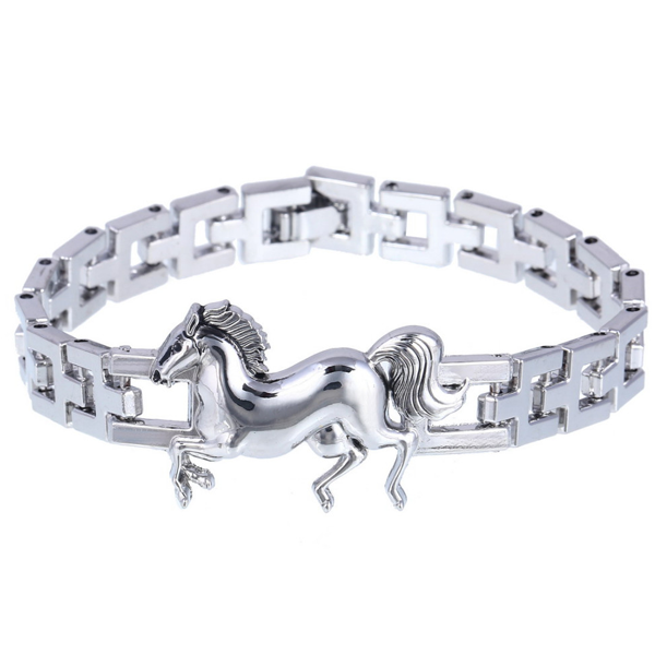 Punk Horse Stainless Steel Charm Bracelet