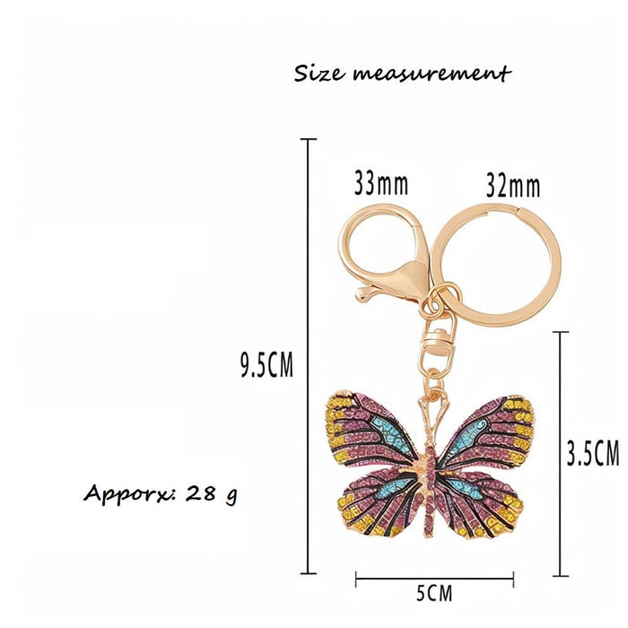 Cute Butterfly metal rhinestone keychain pendant