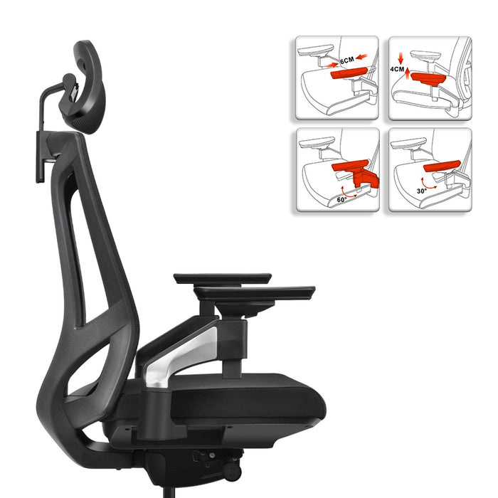 MIISLAIN Ergonomic Mesh High-Back Office Chair with Tilt Restriction Device | 4D Adjustable Armrest | Adjustable Headrest | Adjustable Lumbar Support|Standard Carpet Casters|360-degree Rotable