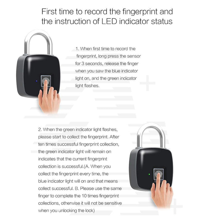 Fingerprint Padlock, Waterproof Keyless Anti-Theft Padlock