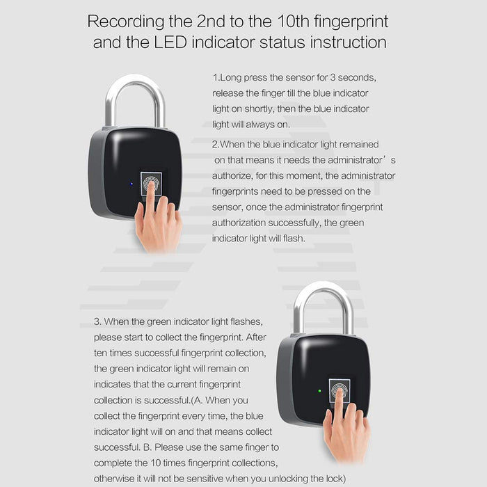 Fingerprint Padlock, Waterproof Keyless Anti-Theft Padlock